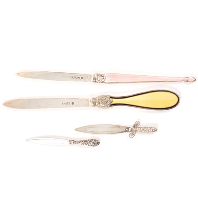 Lot 166 - Two silver letter knives and two bookmarks.