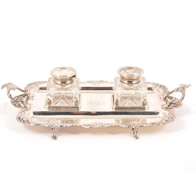 Lot 162 - Victorian silver desk stand, Henry Matthews, Birmingham 1897