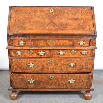 Lot 447 - Walnut bureau, 18th century.