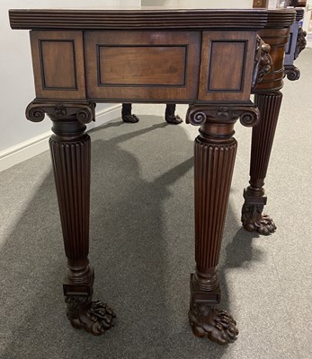 Lot 438 - A George III mahogany breakfront serving table, in the manner of Thomas Hope, circa 1810