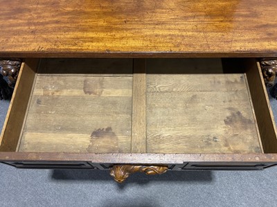 Lot 438 - A George III mahogany breakfront serving table, in the manner of Thomas Hope, circa 1810