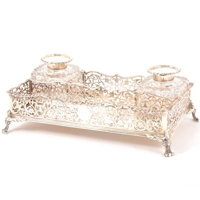 Lot 164 - A Victorian silver desk stand