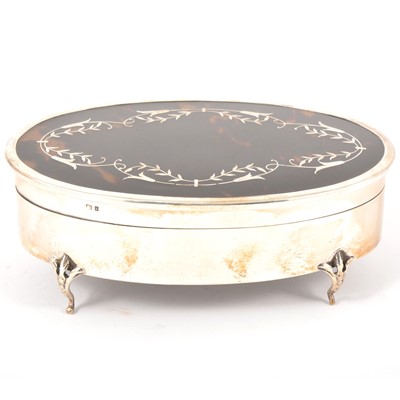Lot 158 - An oval silver jewel box