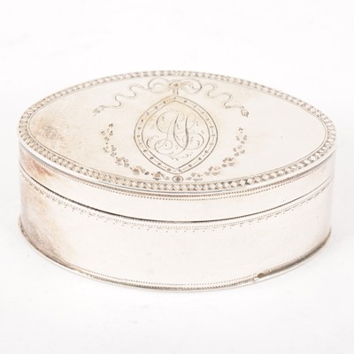 Lot 142 - George III silver navette-shape nutmeg grater