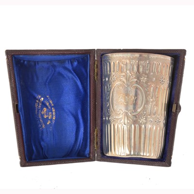 Lot 139 - Victorian silver presentation beaker, Andrew Crespel & Thomas Parker, London 1866