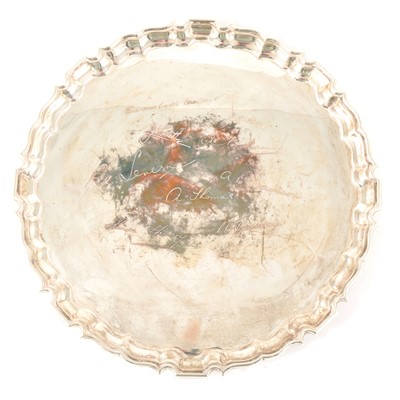 Lot 113 - George II style circular silver salver