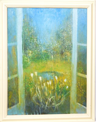 Lot 377 - Malcolm Fryer - Garden through patio doors.
