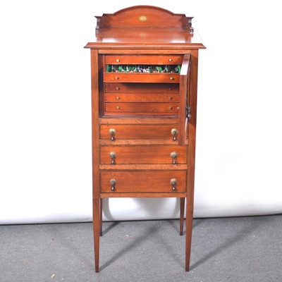 Lot 98 - An unusual mahogany slender canteen cabinet, and a twelve place setting of cutlery