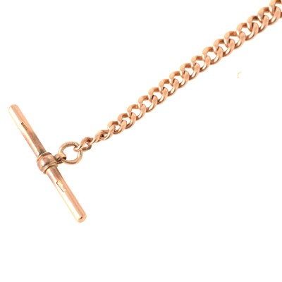 Lot 226 - A 9 carat rose gold single albert watch chain.