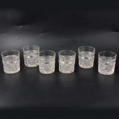 Lot 15 - Set of six heavy crystal cut whisky tumblers.