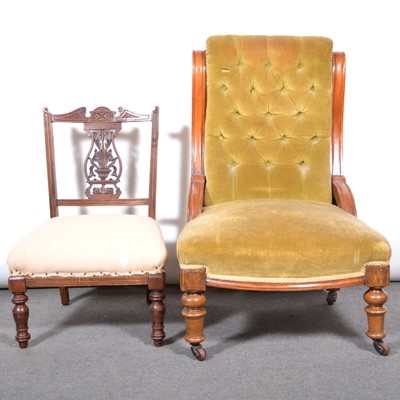 Lot 175 - Victorian mahogany nursing chair and another Victorian nursing chair.