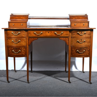 Lot 413 - Edwardian mahogany band marquetry desk, in the style of Edwards & Roberts