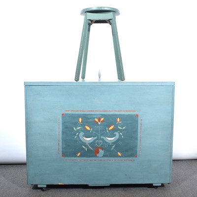 Lot 182 - Painted toy box, and stool.