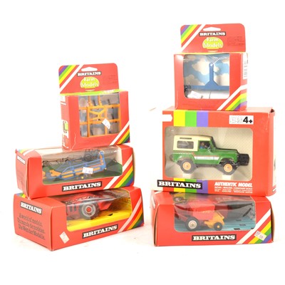 Lot 245 - Britains Toys; six models including no.9512 farm Land Rover Agricole etc boxed