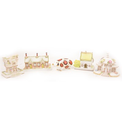 Lot 43 - Royal Crown Derby pig paperweight, and Coalport house models.