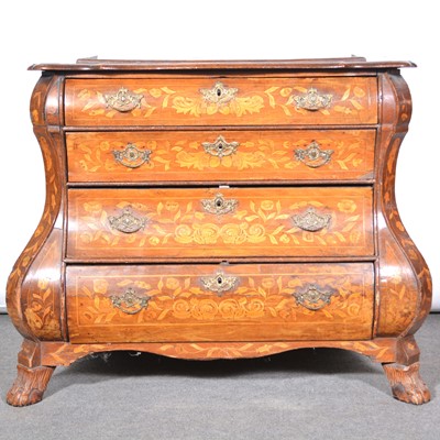 Lot 433 - Dutch walnut and marquetry bombe-shape commode