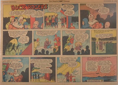 Lot 39 - Three folders of Buck Rogers newspaper comic pages, The Sunday Sun Baltimore/Los Angeles Times 1942-1943