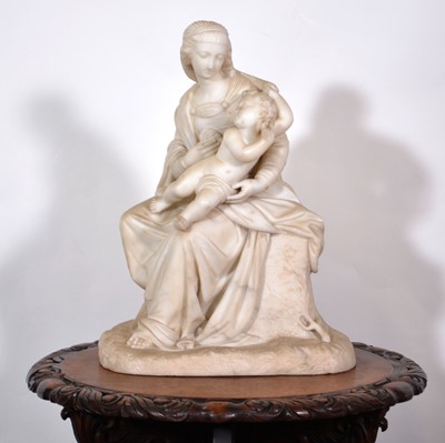 Lot 284 - Carved marble group, Madonna & Child, 19th century.