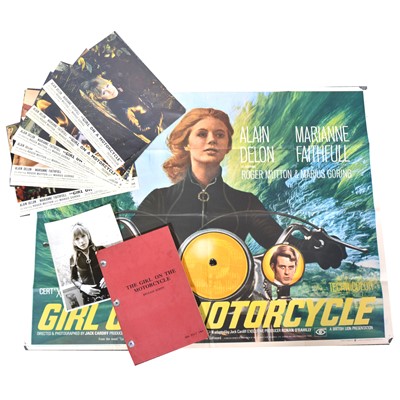 Lot 10 - Girl on a Motorcycle (1968) quad poster, original release script, etc.