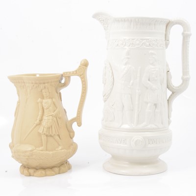 Lot 41 - Stoneware Three Soldiers jug and a Loyal Volunteers jug