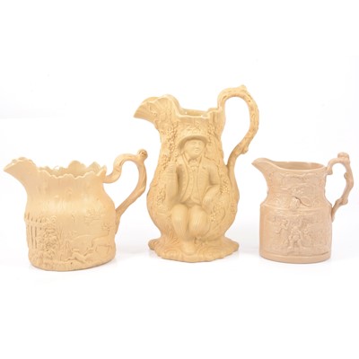 Lot 57 - Stoneware Toby Filpott & Johnnie Souter jug, Falstaff jug and a Stag Hunt jug