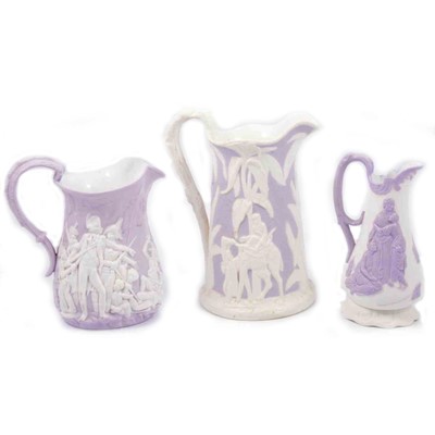 Lot 67 - Parian Camel jug, Naomi jug and Battle of Acra jug