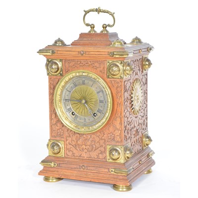 Lot 273 - Victorian oak table clock, Winterhalder & Hofmeier movement