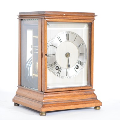 Lot 270 - Walnut cased mantel clock, Winterhalder & Hofmeier movement