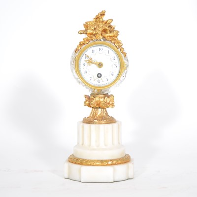 Lot 271 - French mantel clock, cut glass, ormolu and marble case