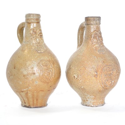 Lot 28 - Rhenish salt-glazed stoneware Bellarmine jug
