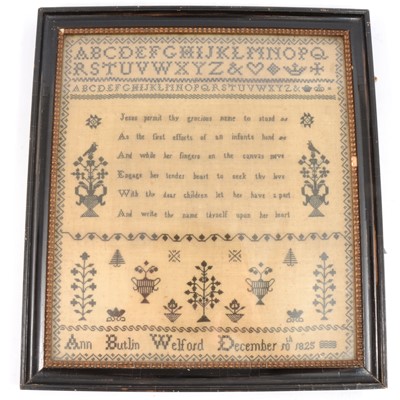 Lot 105 - George IV black thread sampler
