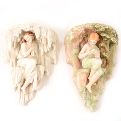 Lot 79 - Royal Worcester  - two allegorical wall brackets 'Spring' and 'Winter'.