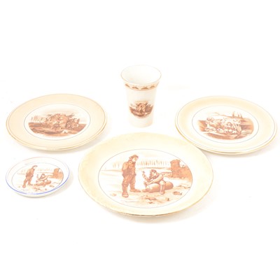 Lot 73 - Grimwades 'Bruce Bairnsfather' plates, beaker and pin dish.