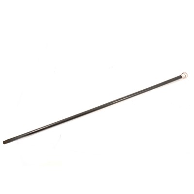 Lot 176 - Silver-topped ebony cane, maker's mark rubbed, London 1921.