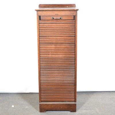 Lot 498 - Oak tambour front filing cabinet