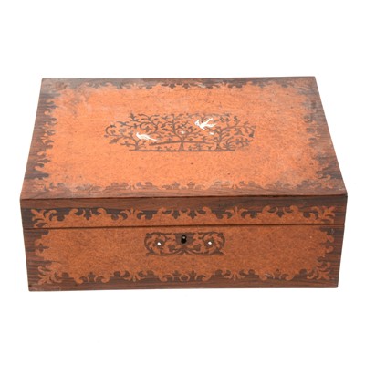 Lot 109 - Victorian amboyna rosewood and mother-of-pearl inlaid workbox