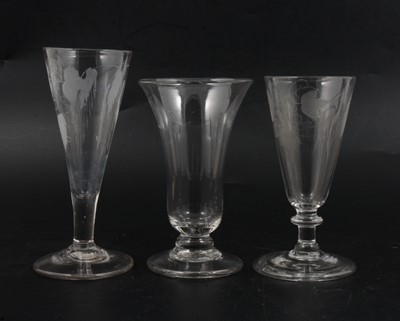 Lot 14 - Three ale flutes, c1800