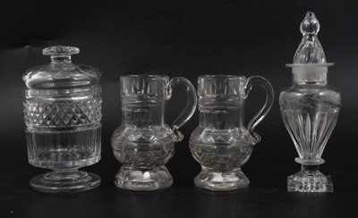 Lot 22 - Regency glass sugar box, jar and pair of creamers