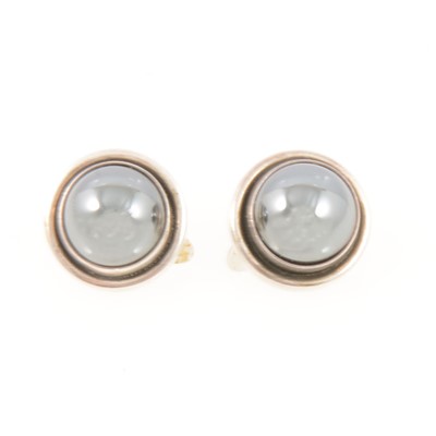 Lot 260 - Harald Nielsen for Georg Jensen of Denmark - a pair of haematite earrings, No. 86D