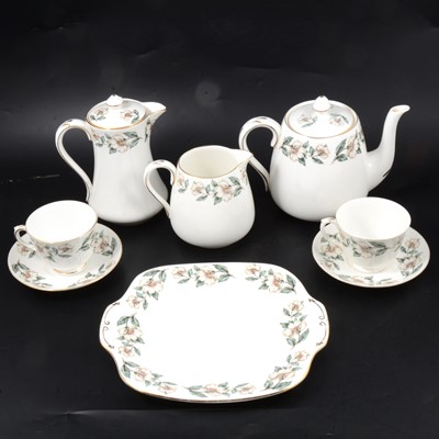 Lot 15 - Crown Staffordshire Christmas Rose pattern teaset.