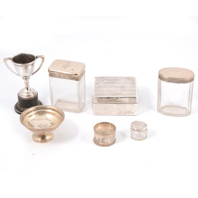 Lot 220 - Silver topped toilet jars