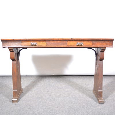 Lot 409 - Gothic Revival oak writing table, formerly from Northampton Town Hall.