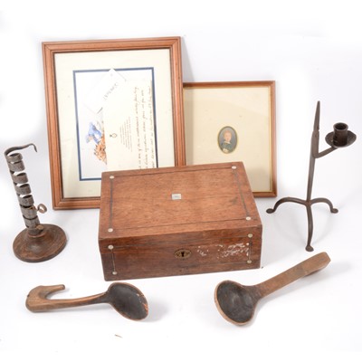 Lot 135 - Victorian rosewood box, miniature portrait, etc.