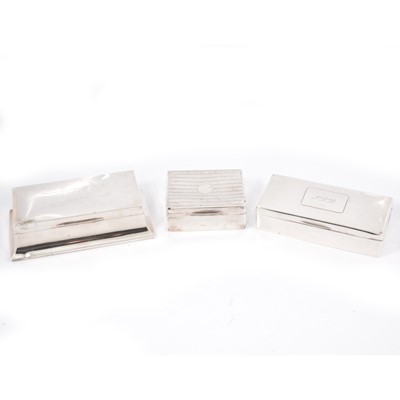 Lot 271 - Three silver cigarette/jewel boxes.