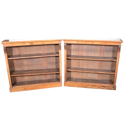 Lot 464 - Pair of Victorian walnut open bookcases