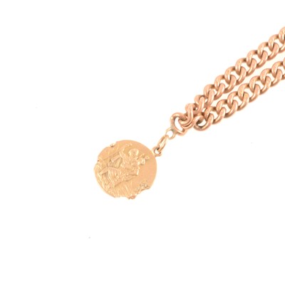 Lot 163 - Rose metal curb link bracelet.