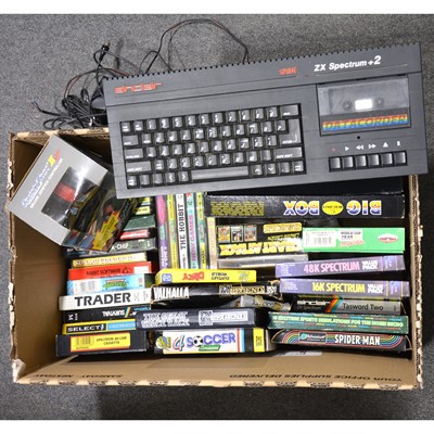 Lot 304 - Sinclair ZX Spectrum +2 home computer, with a selection of cassette games