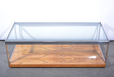Lot 1077 - Rosewood chrome and glass coffee table, attributed to Richard Young for Merrow Associates, 1970s