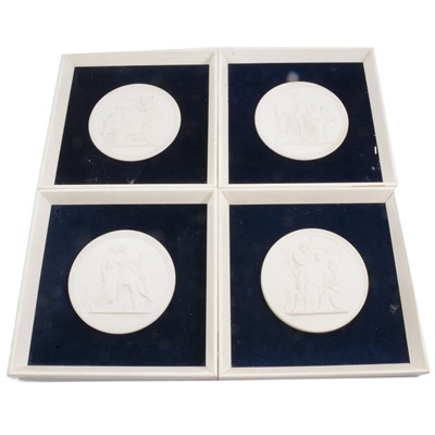 Lot 53 - Set of four Royal Copenhagen bisque roundels, after Bertel Thorvaldsen