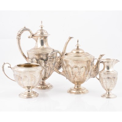 Lot 254 - Victorian four piece silver tea service, W W Harrison & Co, Sheffield, 1882.